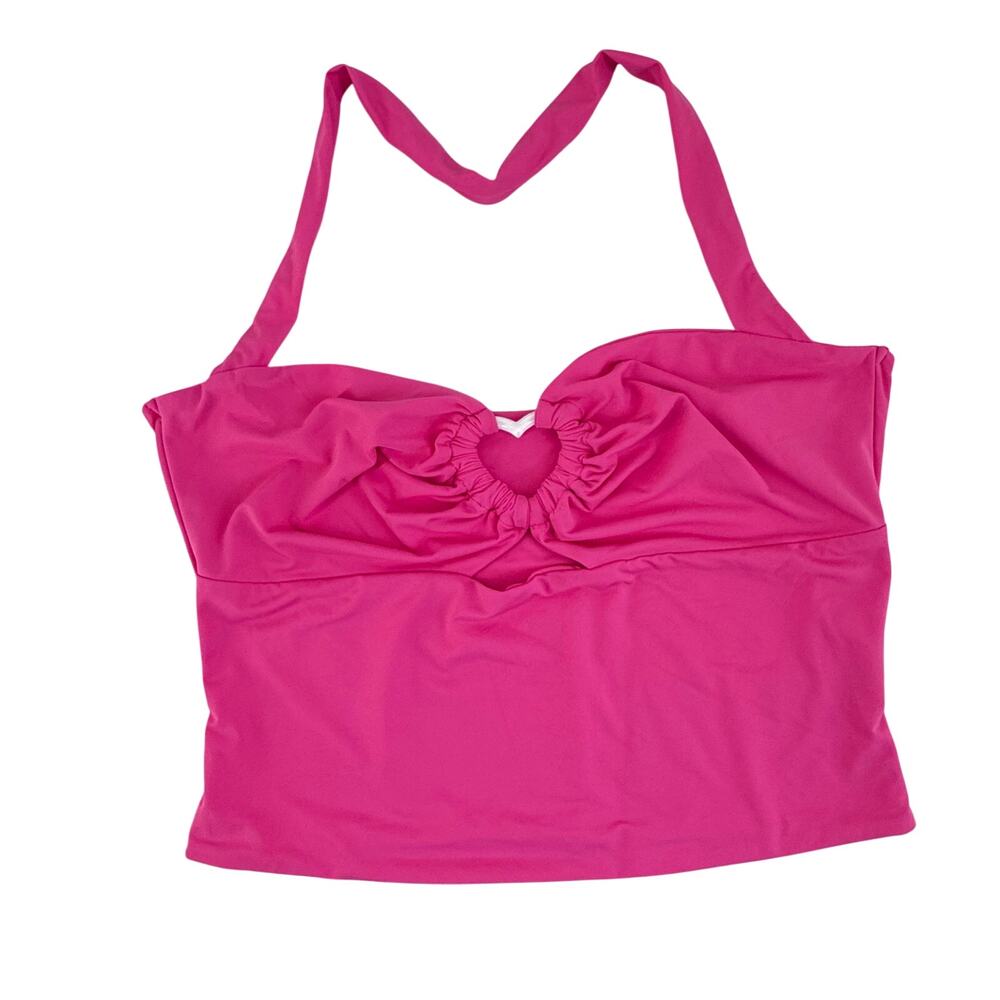 Cider Pink Halter Crop Top Y2K Heart Cutout Ruched Clubwear Top M Polly pocket - Picture 2 of 7